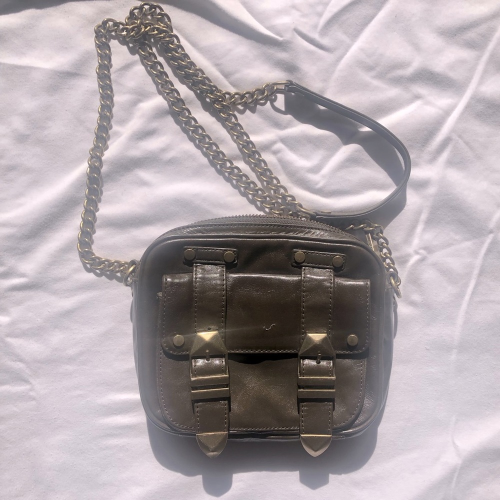 REBECCA MINKOFF DARK OLIVE LEATHER BOYFRIEND BAG